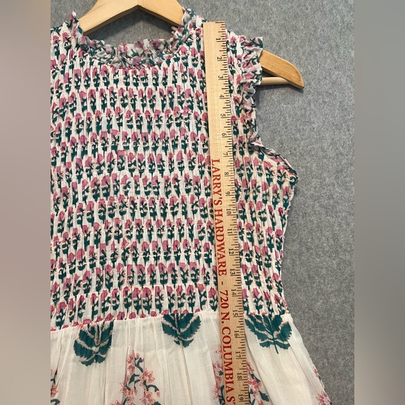 Oliphant Smocked Sleeveless Ruffle Neck Midi Maxi Block Print Dress Tuckernuck - Picture 10 of 15